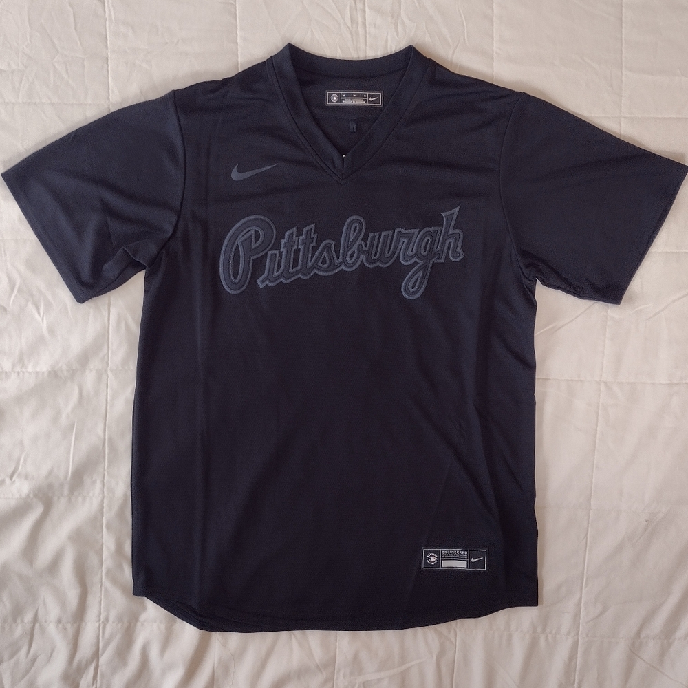 Nike Pittsburgh Pirates Ke'Bryan Hayes Jersey black gray men's size LARGE